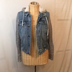 Free People hooded denim & jersey jacket Medium
